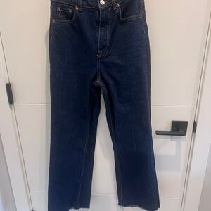 Zara Dark Indigo Wide Leg Denim Jeans